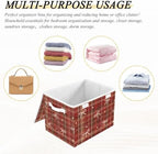 Bolaz Checked Bow Storage Bins with Lids and Handles, Storage Box Basket with Cover Collapsible Organizer Containers for Home Closet, Shelves - Image 7