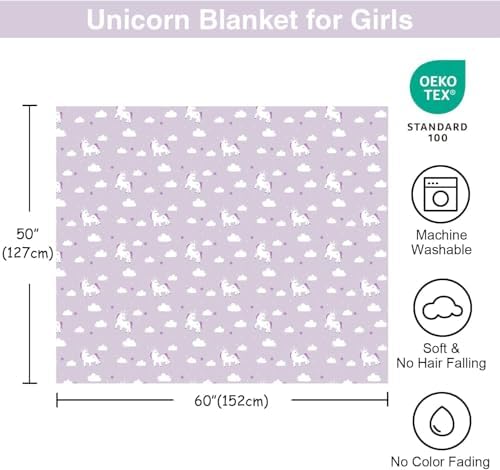 Unicorn Blanket for Girls - 50x60 Inches - Image 3