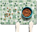 St Patricks Day Dog Food & Water Mat, Green Shamrocks Paw Prints Clover Pet Feeding Mat for Floor Non-Slip Waterproof, Super Absorbent Cat Bowl Mat, Easy to Clean Pet Placemat,16" × 24" - Image 7