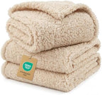 1 Pack 3 Calming Blankets Fluffy Premium Fleece Pet Blanket Soft Sherpa Throw for Dog Puppy Cat Beige Small (23" x16'') by luciphia