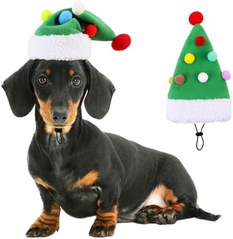 Dog Santa Hat for Christmas Cat Festival Costume Christmas Tree Shape Hat by KAMABRIDAL