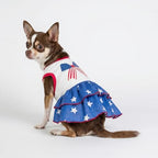 Fitwarm Patriotic Bowknot Tiered Ruffle Dog Dress, 4th of July Clothes for Small Dogs Girl, Pet Outfit, Royal Blue, Red, White, XS - Image 4