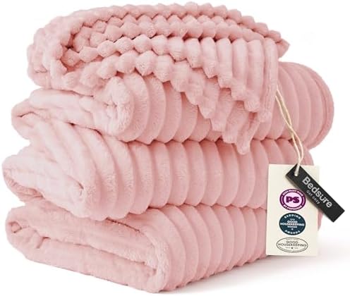 Bedsure Soft Large Fleece Blanket for Bed Coral Pink 120"x120" by BEDSURE