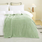 Cream Green Fleece Throw Blanket 60”×80” for Couch Sofa Livingroom - Image 4