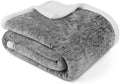 PAVILIA Sherpa Throw Blanket for Couch Sofa Bed, Melange Dark Gray, 50x60 by PAVILIA