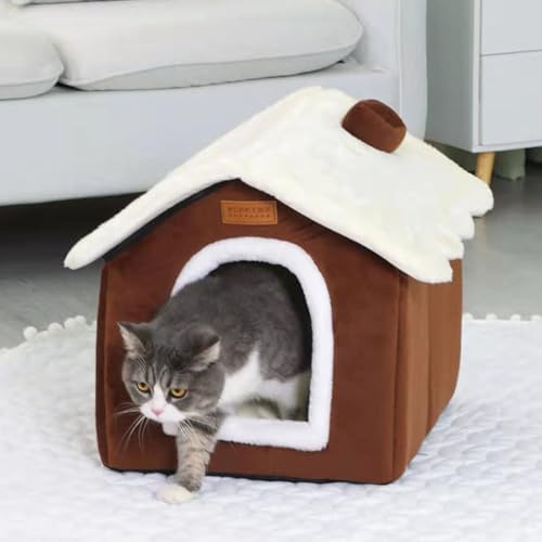 Christmas Cat Tent Cat Bed Cave(Coffee, L (20.5 X 17 X 19.7 Inch)) - Image 2