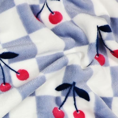 Cherry Toddler Blanket 30x40 Inches Blue Checkered Blankets - Image 5