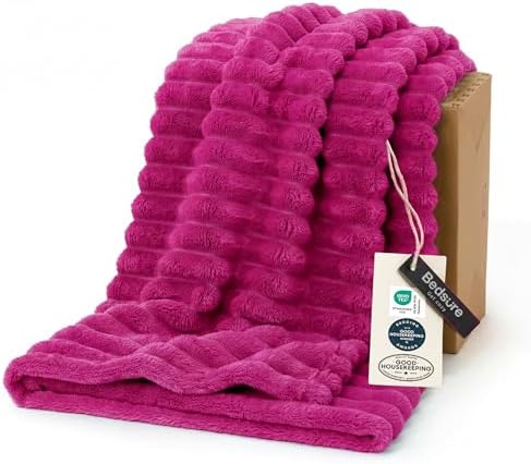 Bedsure Soft Twin Blanket for Bed Decor Gifts Hot Pink 60"x80" by BEDSURE