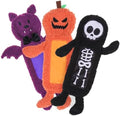 SCENEREAL Stuffless Halloween Dog Squeaky Toys for Small Medium Dogs, Crinkle Puppy Chew Toy, 3 Pack Cute Animals Shape Soft Pet Plush Teething Toys(Skeleton & Pumpkin & Bat) by SCENEREAL