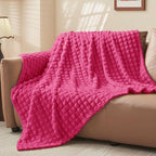 BEDELITE 3D Checked Hot Pink Fleece Twin Throw Blanket for Bed, 60x80 Inch - Image 7