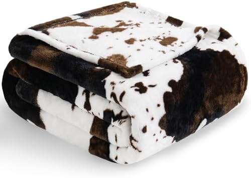 Vessia Throw Blanket Cow Black and Brown for Couch, Bed, Sofa, Soft Cozy Blanket for All Season, Lightweight and Comfy Cow Flannel Fleece Animal Home Decor for Kids Women Adults - Image 6