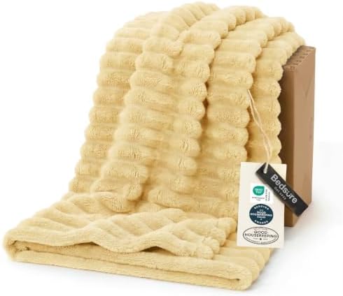 Bedsure Soft Twin XL Blanket for Bed Dorm Custard Yellow 66"x90" by BEDSURE