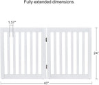 unipaws 24”H Free Standing Pet Gate for Dog Cat, 40”Wide Wooden Dog Gates | Foldable Pet Fence for Doorway, Stairs, Step, Expandable Doggy Barrier, Indoor Use, White