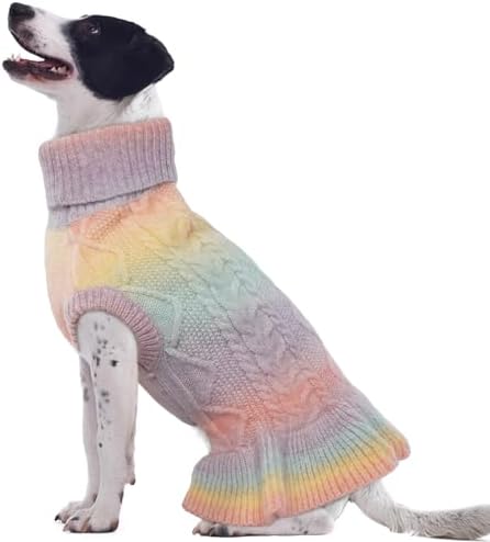 QBLEEV Dog Sweater Dress, Dog Christmas Sweaters for Medium Dogs, Puppy Sweaters Soft Pet Sweaters Warm Winter Fall Dog Sweaters Vest Custom Turtleneck Holiday Doggie Sweaters for Dogs Girls Boys L by QBLEEV