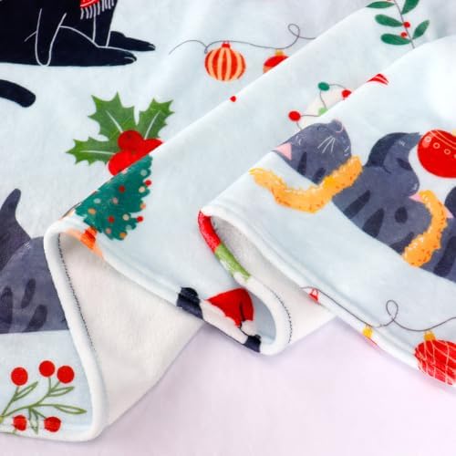 Tupmnbry Christmas Throw Blanket Cute Christmas Cat Blanket 60"x80" - Image 7