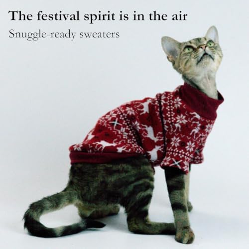 Cat Festive Sweater Pullover, Soft Warm Christmas Clothes (Brown, S) - Image 4