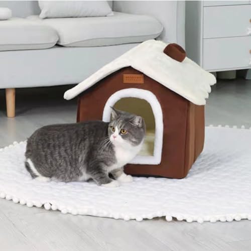 Christmas Cat Tent Cat Bed Cave(Coffee, L (20.5 X 17 X 19.7 Inch)) - Image 3