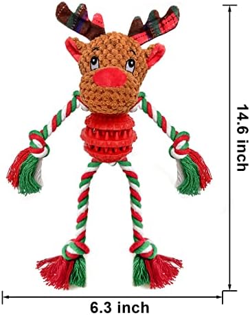 Dog Christmas Toys for Small Medium Large Dogs, Squeaky Plush Dog Toys + Interactive Dog Toys + Dog Rope Toys Multi Function Cute Reindeer Puppy Toys for Christmas - Image 3