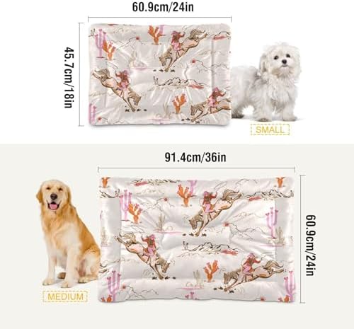 Dog Bed Mat Cowgirl Western American Washable Anti Slip Bottom Comfy Kennel Pad Cat Crate Pet Pad 24 x 36 Inches - Image 2