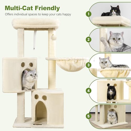 Small Cat Tree Tower for Indoor Cats, 40 in Medium Cat Bed Scratching Posts - Image 5