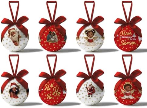 Black Santa Christmas Decorations - Black Santa Ornaments Hanging Balls African American Christmas Tree Decorations, Decoration Ball 2.36 Inch for Xmas Tree Party Home Holiday，Xmas Gifts Set of 16Pcs by GPGHEFlags