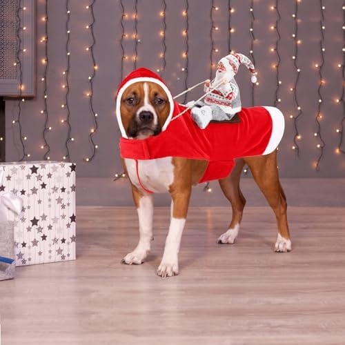 BWOGUE Santa Dog Costume, Dog Christmas Outfit, Riding Pet Costume, Size M - Image 5