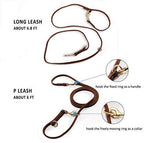 Multi Function 8ft Leather Dog Leash, Genuine Leather Leash Hands Free Dog Training Leashes for Medium and Large Dogs (8 Foot*5/8 inch, Brown)