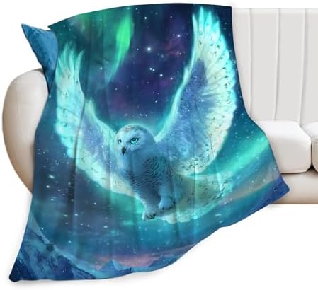 Snowy Owl Blanket for Girls Women Boys Men Adults Kids Soft Cozy Fleece Aurora Owls Bird Throw Blankets Gifts Warm Flannel Plush Lightweight Decor for Couch Bed Sofa 80"X60" - Image 2