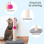 17-Inch Cat Scratching Post - Sisal Rope and Carpet Scratching Pole with Bright Pink Hanging Ball Toy for Adult Cats and Kittens by PETMAKER (Gray) - Image 2