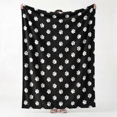 Horaldaily Black Dog Paw Shape 3D Textured Throw Blanket 50x60 - Image 5