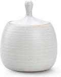 Kitchen Canisters Ceramic Storage Jar with Silicone Airtight Lid White | Retro Style High Quality Ceramic Food Storage Jar Roud Shape for Tea, Coffee, Nuts, Herb, Spice, Sugar