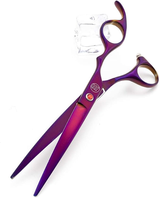 Moontay Professional 7" Dog Grooming Scissors Set 4PCS, Purple | Straight, Upward Curved, Downward Curved, Thinning/Blending Shears for Dog, Cat and Pets, JP Stainless Steel