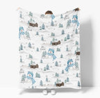 Horaldaily Christmas Blue Snowman Pine Flannel Throw Blanket 60x80 - Image 4