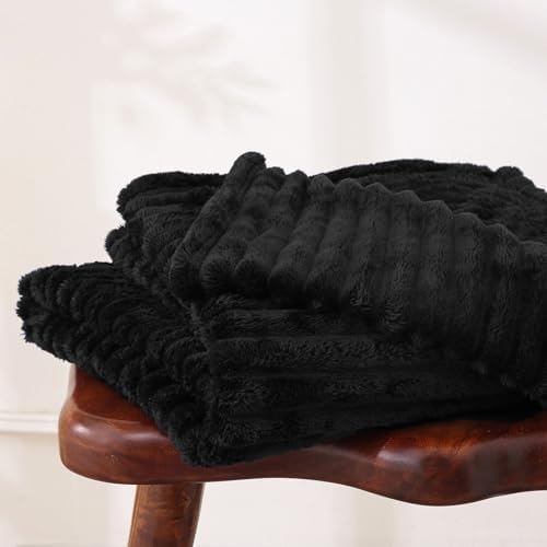 Black Fleece Throw Blanket 60”×80” for Couch Sofa Livingroom - Image 3