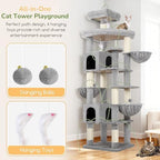 Globlazer 82in Extra Large Cat Tree Tower for Indoor Cats Large Adult, S82 - Image 5