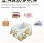 Bolaz Sunflower Heights Cattle Storage Bins with Lids and Handles, Storage Box Basket with Cover Collapsible Organizer Containers for Home Closet, Shelves - Image 7