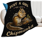 Chipmunk Blanket for Girls Women Boys Men Adults Kids Soft Cozy Fleece Tamias Squirrel Throw Blankets Gifts Warm Flannel Plush Lightweight Decor for Couch Bed Sofa 80"X60" - Image 2
