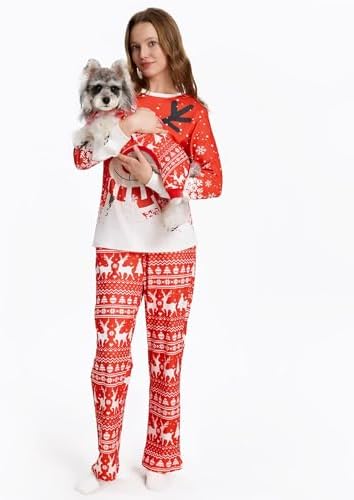 XPUDAC Christmas Matching Dog and Owner Pajamas for Women Sleepwear, Large - Image 7