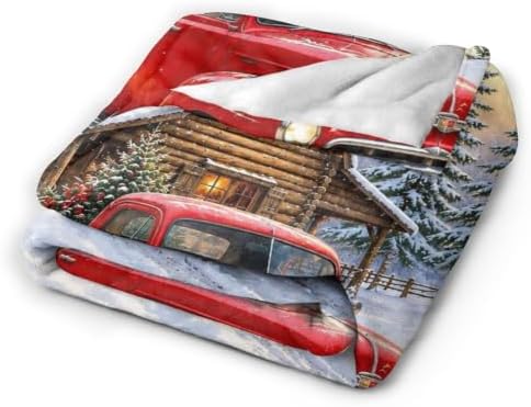 Christmas Red Truck Blanket Winter Cabin Throw Stuff Gifts 50"x40" - Image 4