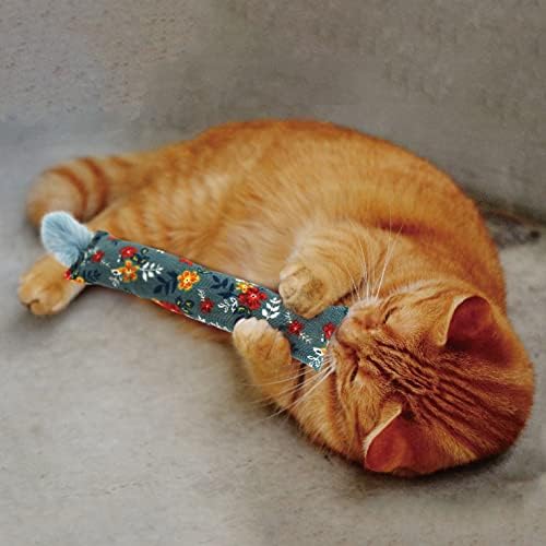 Jumpaws 2 Pack Natural Interactive Catnip & Silvervine Cat Kicker with Feathers, Bite Resistant Chew Toy, Crinkle Kicker, Accessories for Indoor Cat, Premium Corduroy Floral - Image 6