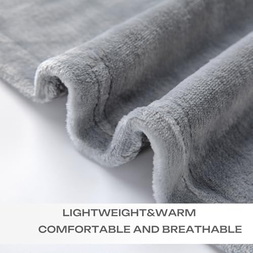 Grey Fleece Plush Throw Blanket 90"x90"for Couch Sofa Fuzzy Cozy Flannel - Image 5