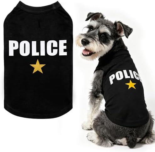 BINGPET Police Dog Shirt, Soft Cotton Puppy T-Shirt, Halloween Cop Costumes by BINGPET