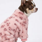 Fitwarm Leopard Fleece Dog Pajamas, Fuzzy Winter Clothes for Small Dogs Boy, Girl, Thermal Pet Outfit, Pink, Large - Image 2