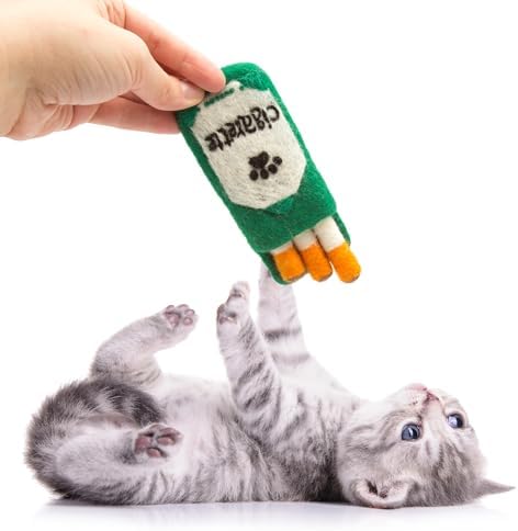 Glaciart One Catnip Cigarette Pack Cat Toy, Funny Wool Felt Kitten Toy for Boredom, Exercise and Play, Filled with Dried Catnip - Image 4
