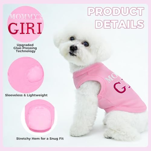 BINGPET Mommy's Girl Dog Shirt, Mamas Girl Puppy T-Shirt, Soft Cotton Vest - Image 5
