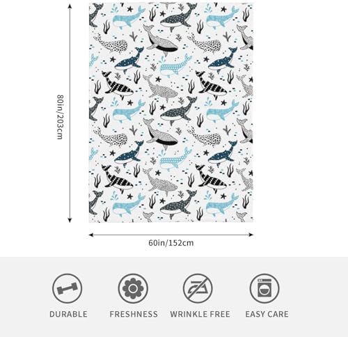 Whales Throw Blanket Lightweight Warm Flannel Fleece Blankets Cozy Soft Air Conditioning Blanket Gifts for Women Men Girls Boys 80"x60" - Image 4