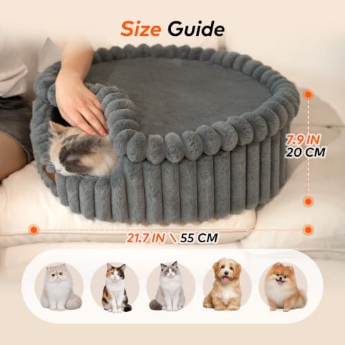 CHEERPALS Cloud Cat Cave Bed for Indoor Cats Hooded Bed with Zipper((Grey) - Image 6