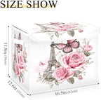 Bolaz Bow Flower Eiffel Tower Storage Bins with Lids and Handles, Foldable Storage Box Storage Basket with Cover Collapsible Organizer Containers for Home Closet, Shelves - Image 3