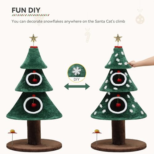 YITAHOME Christmas Cat Tree with 2 Houses - Image 5