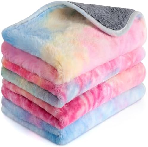 Reginary 4 Pcs Guinea Pig Fleece Cage Liners, Tie Dye, 12 x 12 Inch by Reginary
